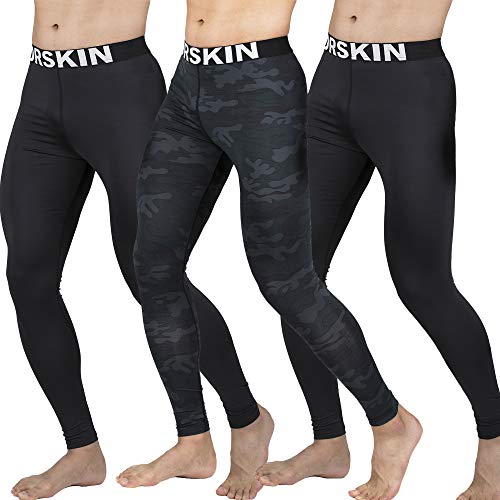 DRSKIN Men’s 3 Pack Compression Dry Cool Sports Tights Pants Baselayer ...