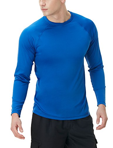 TSLA TM-MSS03-BLU_3X-Large Men's UPF 50+Swim Shirt Loose-Fit Swim Long ...