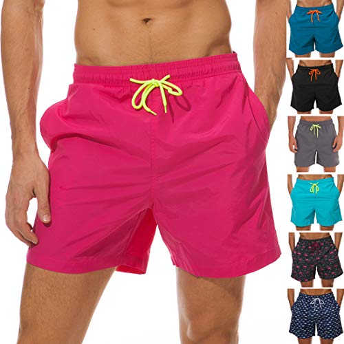 SILKWORLD Men's Swimming Surf Board Shorts Mesh Liner(US XL Size-Asian ...