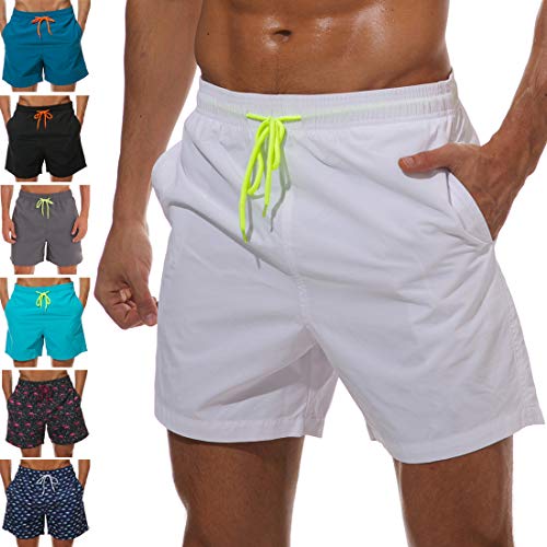 SILKWORLD Men's Swimming Surf Board Shorts Mesh Liner(US XL Size-Asian ...