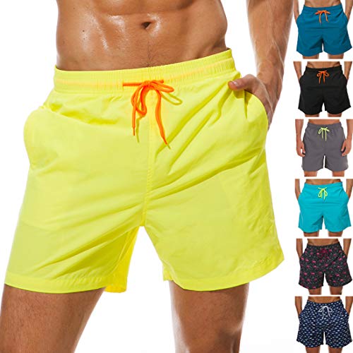 SILKWORLD Men's Swimming Surf Board Shorts Mesh Liner(US XL Size-Asian ...